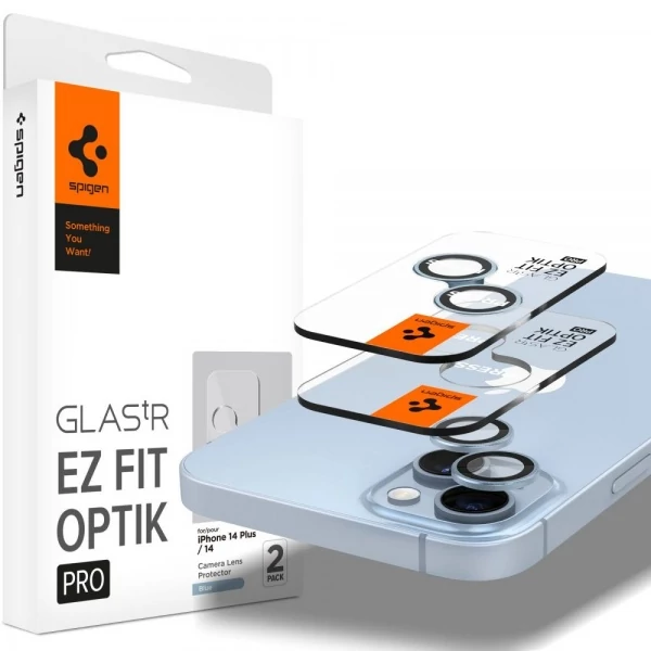 Захисна плівка для камери Spigen Optik.tr EZ FIT Camera Protector 2-pack iPhone 14 / 14 Plus Blue