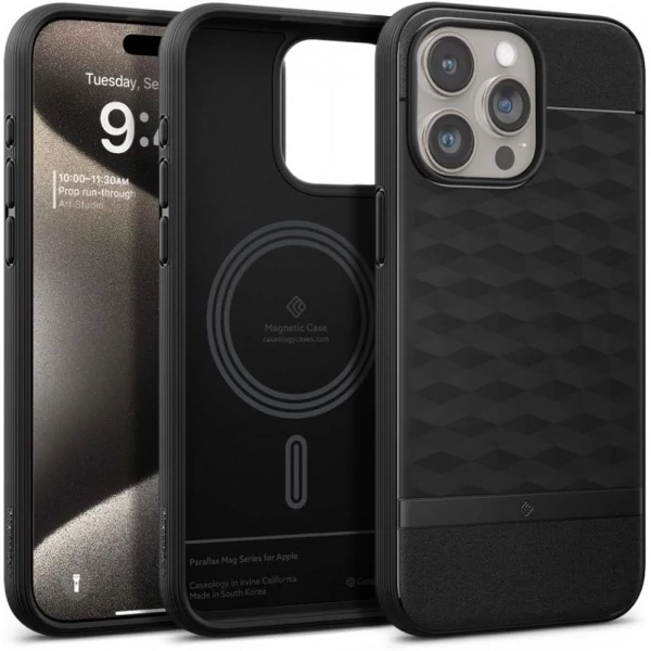 Чохол iPhone 15 Pro Max Caseology Parallax Mag Magsafe Matte Black Case