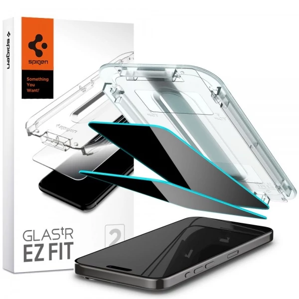 Загартоване скло Spigen Glas.tr EZ FIT 2-pack iPhone 15 Pro Max Privacy