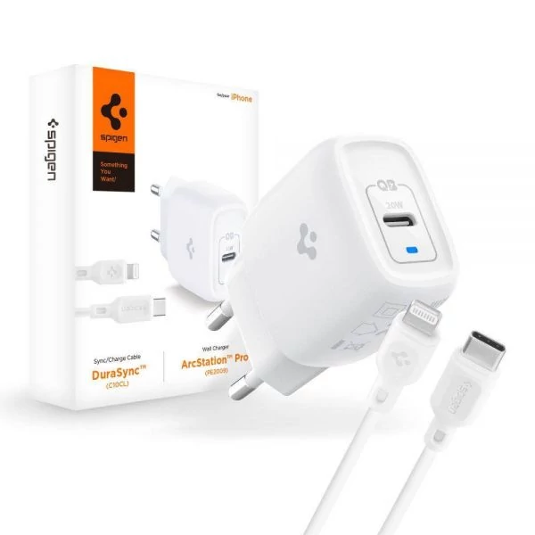 Зарядний пристрій SPIGEN Pe2c10cl для iPhone Power Delivery 20W USB-C + Кабель Lightning