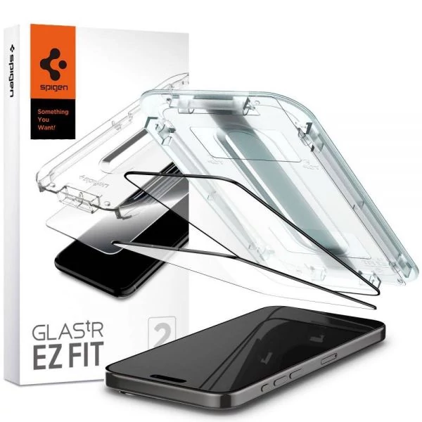 Загартоване скло Spigen Glas.tr EZ FIT Fc 2-pack IPhone 15 Pro Black