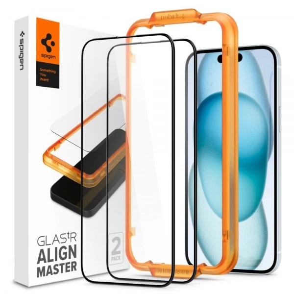 Загартоване скло Spigen Alm Glass Fc 2-pack iPhone 15 Black
