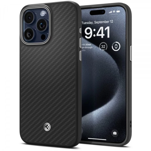 Чохол Spigen Enzo Aramid Mag Magsafe iPhone 15 Pro Matte Black Case