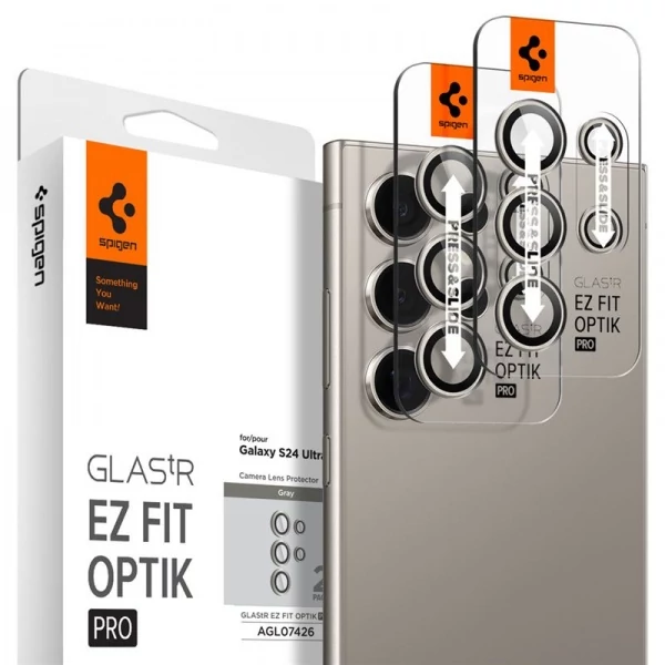 Закаленное стекло Spigen Glass tR EZ Fit Optik Pro 2 Pack, gray - Samsung Galaxy S24 Ultra