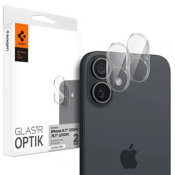 Захисна плівка для камери Spigen Optik Glas.Tr Camera Protector 2-Pack IPhone 16 / 16 Plus Crystal Clear AGL07923