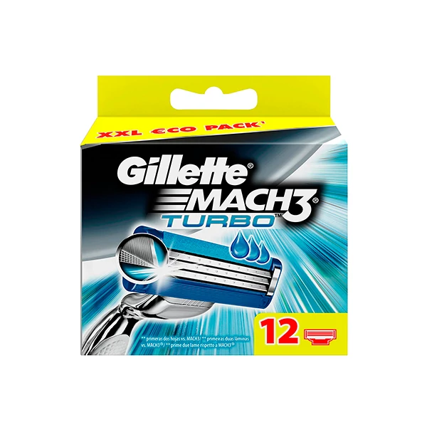 Змінні касети (леза) Gillette Mach3 Turbo 12 шт. ЄС
