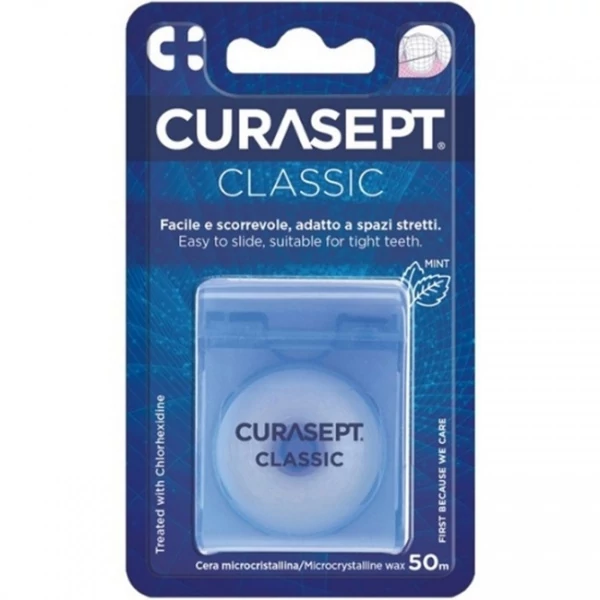 Зубна нитка CURASEPT CLASSIC вощена з ароматом м'яти 50 м ЄС