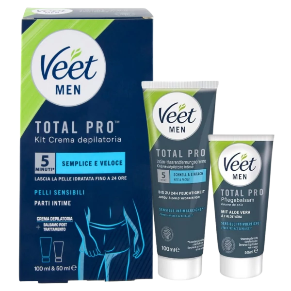 Набір для депіляції Veet Men: крем 100 мл та бальзам 50 мл для чутливої шкіри ЄС