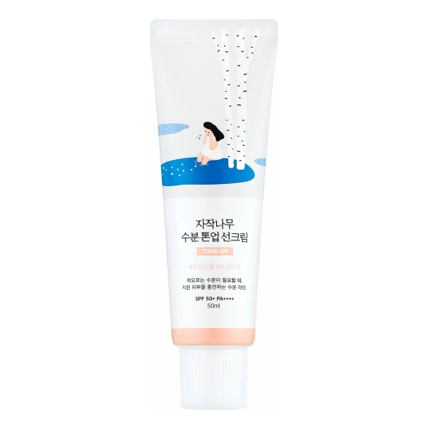 Сонцезахисний крем для обличчя Round Lab Birch Moisture Tone-Up SPF 50 PA++++ Тонуючий 50 мл ЄС