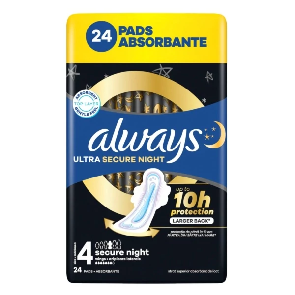 Гігієнічні прокладки Always Ultra Secure Night з крильцями розмір 4 24 шт ЄС