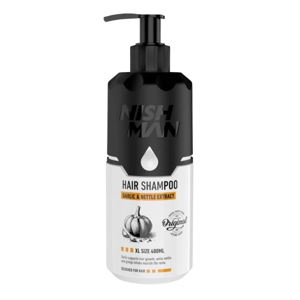 Шампунь для волосся Nishman Garlic &amp; Nettle Shampoo з екстрактом чесноку та кропиви 480 мл ЄС