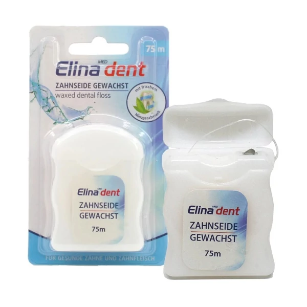 Зубна нитка Elina Dent Mint Waxed Dental Floss 75 м ЄС