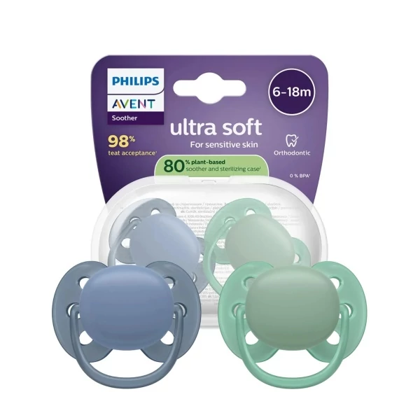 Пустушка Philips Avent Ultra Soft від 6 до 18 місяців SCF091/42 2 шт ЄС