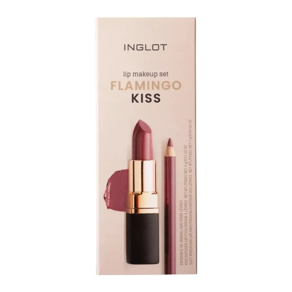 Набір косметики Inglot Flamingo Kiss помада 903 пилово-рожевого кольору + олівець для губ 74 ЕС