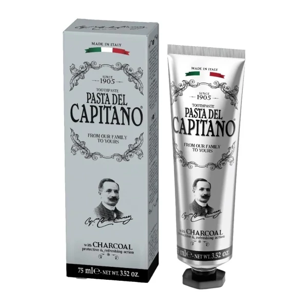 Зубна паста Pasta del Capitano 1905 Carbone Charcoal з активованим вугіллям 75 мл ЄС