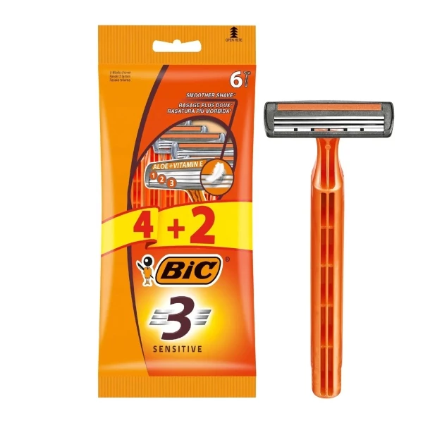 Бритва BIC 3 Sensitive Aloe Vitamin E 6 шт ЄС