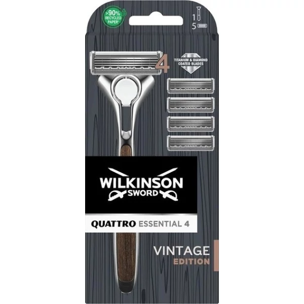 Бритва Wilkinson Quattro Essential 4 Vintage Edition + 5 змінних лез ЄС