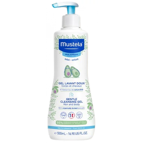Дитячий гель Mustela Gentle Cleansing Gel для миття тіла та волосся з авокадо 500 мл ЄС