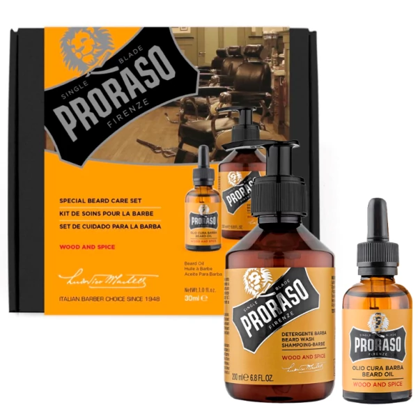 Набір для догляду за бородою олія Proraso Wood And Spice 30 мл + шампунь 200 мл ЄС