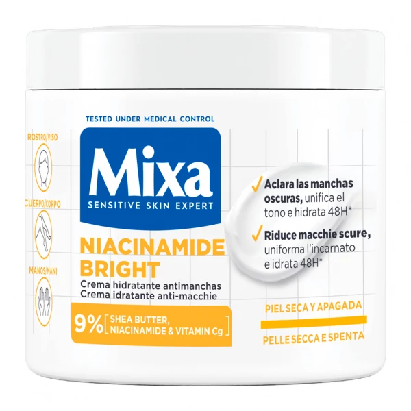 Зволожувальний крем Mixa Niacinamide Bright проти знебарвлення шкіри 400 мл ЄС