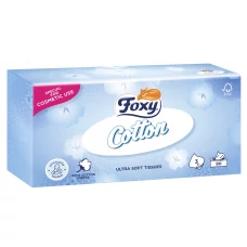 Бавовняні серветки Foxy Cotton Ultra Soft Tissues 3-шарові 90 шт ЄС