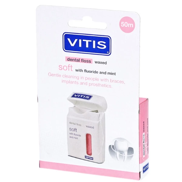 Зубна нитка Vitis Soft вощена з фтором 50 м ЄС