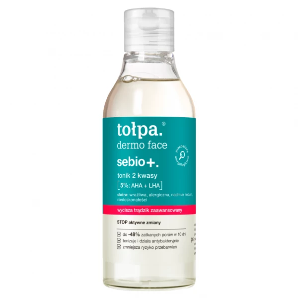 Тонік для обличчя Tołpa Dermo Face Sebio+ з 2 видами кислот (5% AHA + LHA) 200 мл ЄС