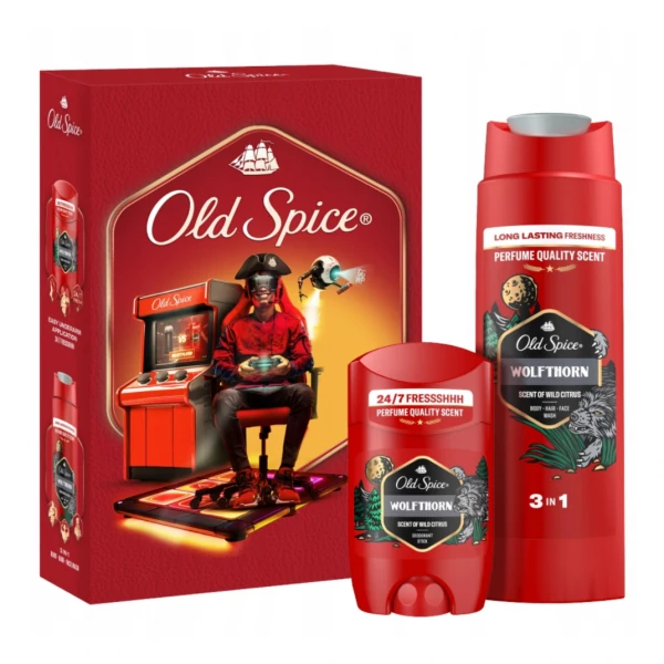 Подарунковий набір Old Spice Wolfthorn гель і шампунь 3 в 1 250 мл + дезодорант 50 мл для чоловіків ЄС