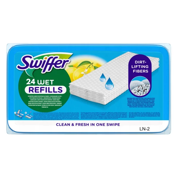 Вологі серветки для підлоги Swiffer Wet Reffils 24 шт для швабри ЄС