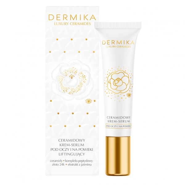 Крем-сироватка Dermika Luxury Ceramides з керамідами для шкіри навколо очей 15 мл ЄС