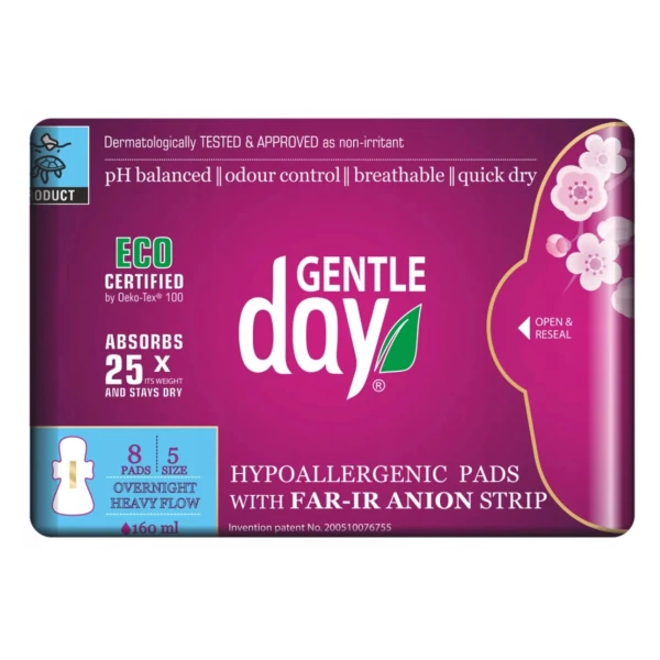 Нічні прокладки Gentle Day з аніонною смужкою 8 шт ЄС
