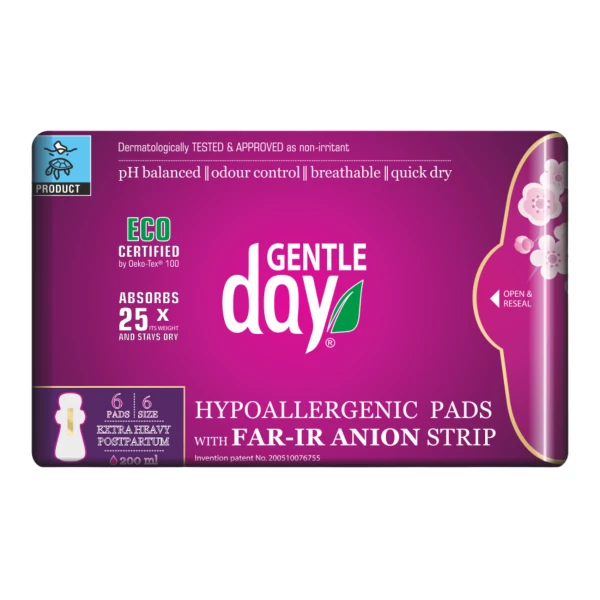 Післяпологові прокладки Gentle Day Extra Heavy розмір 6 6 шт ЄС