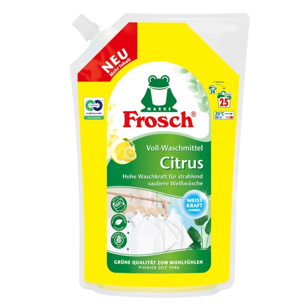 Гель для прання білизни Frosch Uniwersal Citrus 25 циклів прання 1500 мл ЄС
