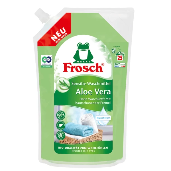Гель для прання білизни Frosch Aloe Vera 25 циклів прання 1500 мл ЄС