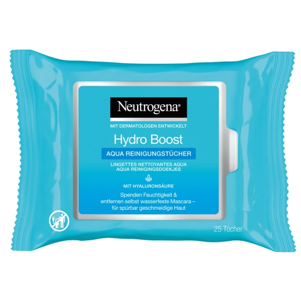 Очищаючі серветки для обличчя Neutrogena Hydro Boost Aqua 25 шт ЄС