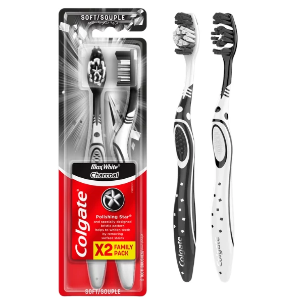 Зубна щітка Colgate Max White Charcoal Soft 2 шт ЄС