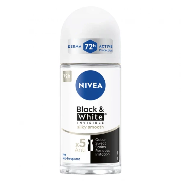 Кульковий антиперспірант Nivea Black&amp;White Invisible Silky Smooth 50 мл ЄС