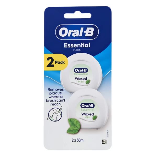 Зубна нитка Oral-B Essential Floss зі смаком м'яти вощена 2 шт 50 м ЄС