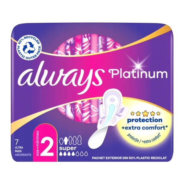 Гігієнічні прокладки з крильцями Always Platinum Super розмір 2 7 шт ЄС
